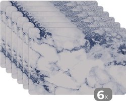 Kitchenyeah - Placemats - Stenen - Marmer look - Wit - Onderlegger - 45x30 cm - 6 stuks