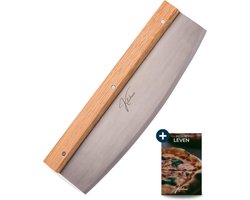 Kitchenz® Pizzasnijder – RVS Pizzames met Houten Handvat – 31 cm – Pizza Snijden & Pizzamessen - Wiegemes
