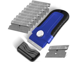 Kitian Glasschraper - Glaskrabber met 15 Mesjes en Ergonomisch Handvat - Inductie Beschermer - Keramische/ Inductie Kookplaat Reiniger - Kookplaat Schraper - Blauw