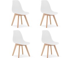 KITO - Eetkamerstoel - set van 4 eettafelstoelen - houten onderstel - wit