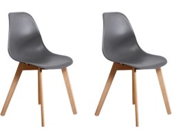 KITO - Eetkamerstoelen - set van 2 eettafel stoelen - grijs