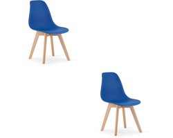 KITO Eetkamerstoelen – Set van 2 – Groen Kunststof – Naturelkleurige Kunststof Poten – Moderne Kuipstoel – Modern Design – Voor Eettafel, Keuken en Eetkamer