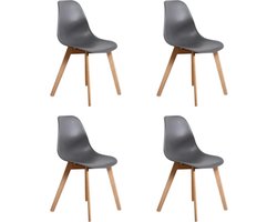 KITO - Eetkamerstoelen - set van 4 eettafel stoelen - grijs