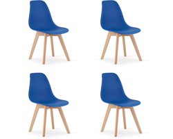 KITO Eetkamerstoelen – Set van 4 – Groen Kunststof – Naturelkleurige Kunststof Poten – Moderne Kuipstoel – Modern Design – Voor Eettafel, Keuken en Eetkamer