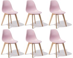 KITO - Eetkamerstoelen - set van 6 eettafel stoelen - roze