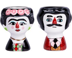 Kitsch Kitchen Eierdop set Carlos & Marisol gezicht kleur