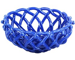 Kitsch Kitchen mandje porselein rond Streetstyle blauw S