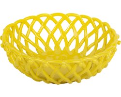 Kitsch Kitchen mandje porselein rond Streetstyle geel L