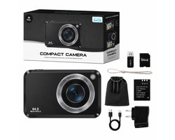 K&L Digitale Camera - Full HD & 64MP - 64GB - Fotocamera - Inc. Selfiecamera - Vlog Camera voor Kinderen en Volwassenen - Compact Camera - Foto & Video - Dual Lens - 16x Zoom