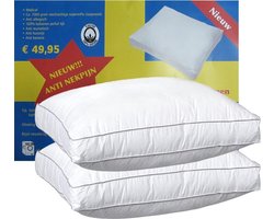 Klaas Vaak Hoofdkussen Set (2 Stuks) - Boxkussen - Dreampearls - 50x60x10 cm - Wit