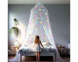 Klamboe met Glow in the Dark Eenhoorns - Hemelbed voor Kinderkamer of Volwassenen - Eenhoorn Sluier, Hemeltje en Bedtent - Baby Muggennet Bedhemel Decoratie