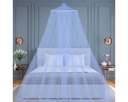 Klamboe voor Tweepersoonsbed - Muggennet voor Reizen en Camping - Insectenbescherming (Blauw)