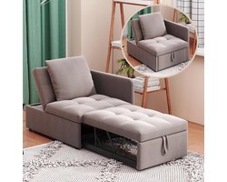 Klapbank met Slaapfunctie - Slaapbank Bankbed - Compact Wonen - 3-in-1 Multifunctioneel - 177x68x65 cm - Grijs