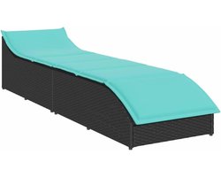 Klapbed met verstelbare rugleuning en opbergruimte van PE-rotan, inclusief dik gevoerd zitkussen met afneembare en wasbare overtrek voor comfortabel ontspannen in