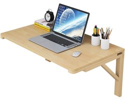 Klapbureau Wandmontage - Opklaptafel Hout - Thuiswerkplek Creëren - Ruimtebesparend Ontwerp - 100x60cm - Natuurlijk Hout