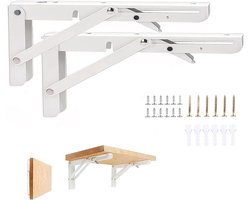 Klapconsole wit 2 stuks zware belasting roestvrijstalen klaptafel-houders - ruimtebesparende thuis keuken - wandmontage 400 mm/90 kg klaptafel wandmontage