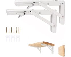Klapconsole wit 2 stuks zware belasting roestvrijstalen klaptafel-houders - ruimtebesparende thuis keuken - wandmontage 400 mm/90 kg klaptafel wandmontage