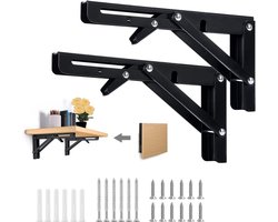 Klapconsole zware belasting - 300 mm - 2 stuks - klapscharnier - klaphoek 90 graden - klaptafel wandmontage - metaal - klaprek - schroeven - huis keuken ruimtebesparend - belasting 60 kg. klaptafel wandmontage