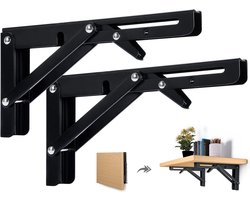 Klapconsole zware belasting 500 mm - inklapbaar - zwart - ruimtebesparend - draagkracht 90 kg - tafelblad - wandtafel