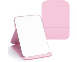 Klapspiegel Draagbare, Tafelspiegel Multi Stand Hoek, Reisspiegel, Super HD Make-up Spiegel, Opvouwbare spiegel met PU-lederen Hoes, Inklapbare Spiegel - 16x12cm(Roze)