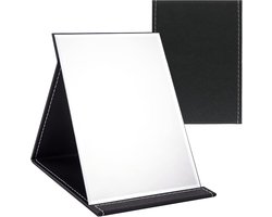 Klapspiegel Draagbare, Tafelspiegel Multi Stand Hoek, Reisspiegel, Super HD Make-up Spiegel, Opvouwbare spiegel met PU-lederen Hoes, Inklapbare Spiegel - 17x12.2cm(Zwart)
