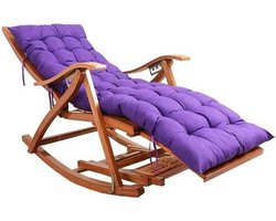 Klapstoel Bamboe - Lounge Stoel Recliner - Ontspanning Buiten - Verstelbare Rugleuning - Met Voetsteun - Natuurlijk Bamboe