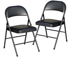 Klapstoel - Comfortabel en veelzijdig - set van 2 - zwart - PU leer