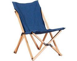 Klapstoel Hout - Strandstoel Vlinderstoel - Buiten Ontspannen - Natuurlijke Materialen - Max 120kg - Blauw