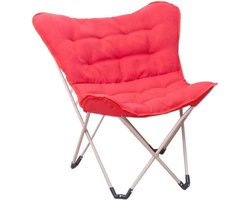 Klapstoel met kussen - Vlinderstoel Lounger - Buiten ontspannen - Hoge rugleuning - Tot 150 kg - Effengrijs
