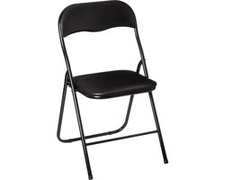 Klapstoel met pvc zitting - Zwart - 44 x 48 x 79 cm - Metaal - Bijzet stoelen - Inklapbaar
