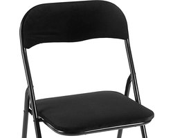 Klapstoel met zithoogte van 43 cm Vouwstoel velvet zitvlak en rug bekleed - stoel - tafelstoel- stoel - tafelstoel - klapstoel - Velvet klapstoel - Luxe klapstoel - Met kussentjes - Stoel - Stoelen - Klapstoelen - Stoeltje - Premium chair - Zwart