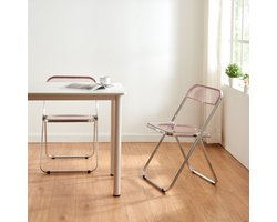 Klapstoel set van 2 Pornainen 74x46x47 cm roze transparant [en.casa]