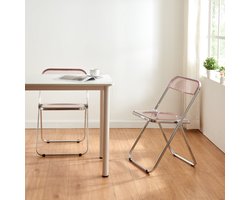 Klapstoel set van 4 Pornainen 74x46x47 cm roze transparant [en.casa]