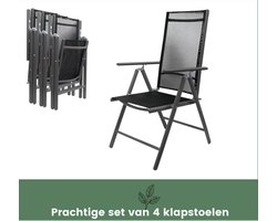 Klapstoel - Set van 4 - Vouwstoel - Klapstoelen Klapstoel camping - Tuinstoel - Tuinstoelen - Aluminium - Antraciet