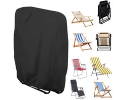 Klapstoel stofhoes – Terrasstoelen waterdichte hoes – Zero Gravity stoel beschermhoes – Buitenmeubilairhoes – Oxford stof – Sluiting met trekkoord – Voor opvouwbare tuinstoelen, strandstoelen, terrasstoelen, klapstoel (97 x 34 x 110 cm – zwart)