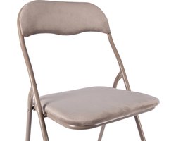 Klapstoel Taupe Fluweel– Opklapbare Stoel met Zachte Bekleding – Vouwstoel voor Eettafel, Bezoek, Feest, Kantoor & Thuis – 80x44x47 cm