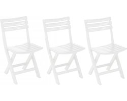 Klapstoel voor buiten/binnen - 3x - wit - 42 x 80 cm - stevig kunststof - Bijzet stoelen