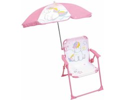 Klapstoel voor kinderen - Roze eenhoorn-thema met parasol Ø 65 cm H 53 x B 39 x D 39 cm
