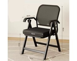 Klapstoel - Vouwstoel met armleuning - Opvouwbaar - Stoel - Metaal - Waterbestendig - Mesh Zwart stof - Zithoogte 45 cm