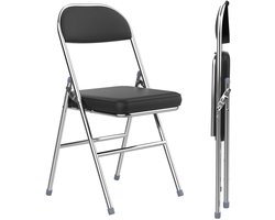 Klapstoel – Vouwstoel – Opvouwbare Stoel – Eetkamerstoel – Conferentiestoel – PU Leren Bekleding – Stevig Metalen Frame