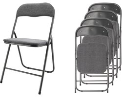 Klapstoel Vouwstoel set van 4 - inklapbare stoelen Vouwstoelen- Eettafelstoelen- Bijzetstoel Grijs - tot 100kg