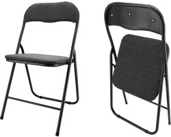 Klapstoel Zwart - Opvouwbare Stoel 100 kg Belastbaar - Eettafelstoel - Vouwstoel zitvlak en rug bekleed