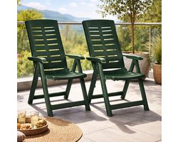 Klapstoelen Set - Tuinstoelen Comfort - Buiten Zitten - 5-voudig Verstelbaar - 60 x 60 x 110 cm - Groen