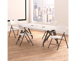 Klapstoelen Set van 4 – 56,6x49,8x91,4 cm – Opvouwbare Stoelen Kunststof & Metaal – Draagvermogen 158 kg – Campingstoelen en Event Stoelen voor Binnen en Buiten – Wit – Urbanho