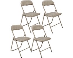 Klapstoelen – Set van 4 Fluweel Beige Taupe – Opklapbare Stoelen met Velvet Bekleding – Extra Zitplaatsen voor Eettafel – 80 x 44 x 47 cm – Beige