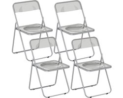 Klapstoelen - Stoelen - Acryl - 48x47x75cm - Geschikt voor eetkamers, woonkamers, thuiskantoren, diverse evenementen of feesten - Vier stoelen - Grijs