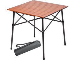 Klaptafel Aluminium - Roltafel Vierkant - Buitenactiviteiten - Waterproof Tafelblad - 70 x 70 cm - Zilver