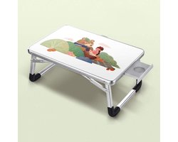 Klaptafel - Bedtafel Laptoptafel - Ontbijt en Werk - Antislip Bekersleuf - 70x50 cm - Multicolor