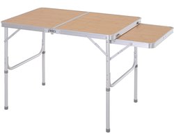 klaptafel, campingtafel, tuintafel met verlenging, in hoogte verstelbaar, aluminium, MDF, bamboe-look
