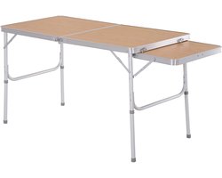 klaptafel, campingtafel, tuintafel met verlenging, in hoogte verstelbaar, aluminium, MDF, bamboe-look